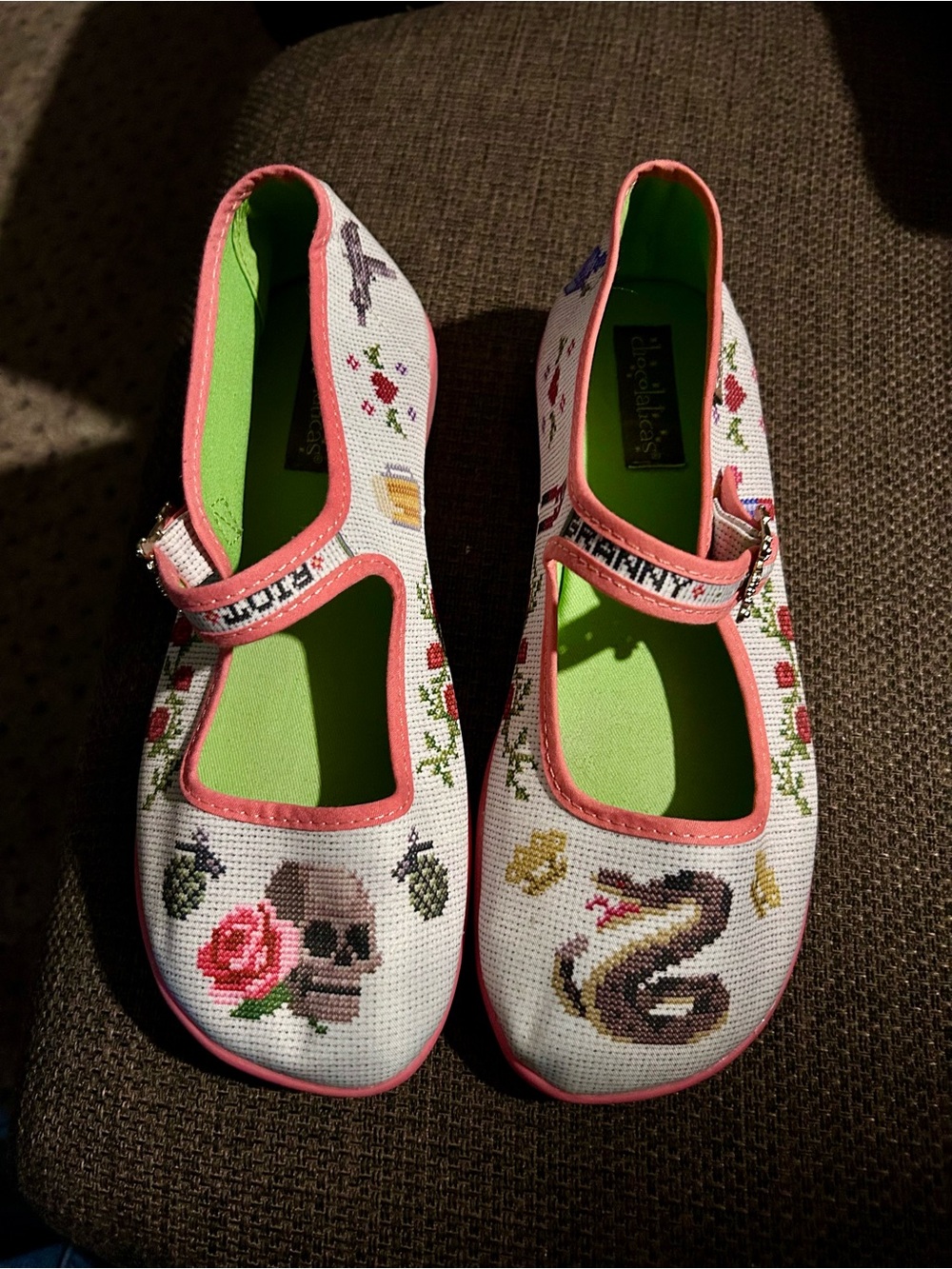 Rare “Riot Granny” Hot Chocolate Mary Janes with inverted print